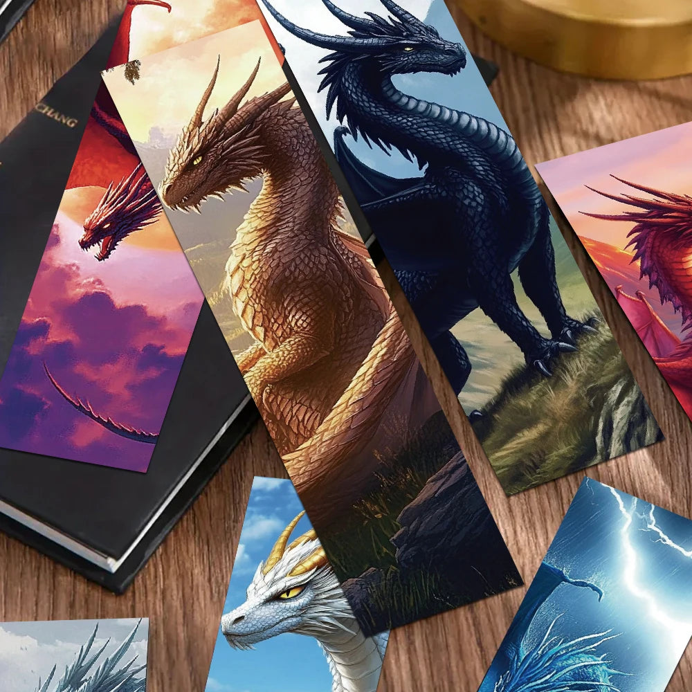 Set of 30 Fantasy-Themed Dragon Bookmarks – Unique and Aesthetic Bookmarks for Readers