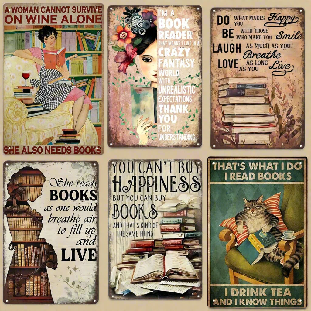 Vintage Metal Sign 8 X 12 Inch - Malta. Biblioteca E Caffé Della Regina