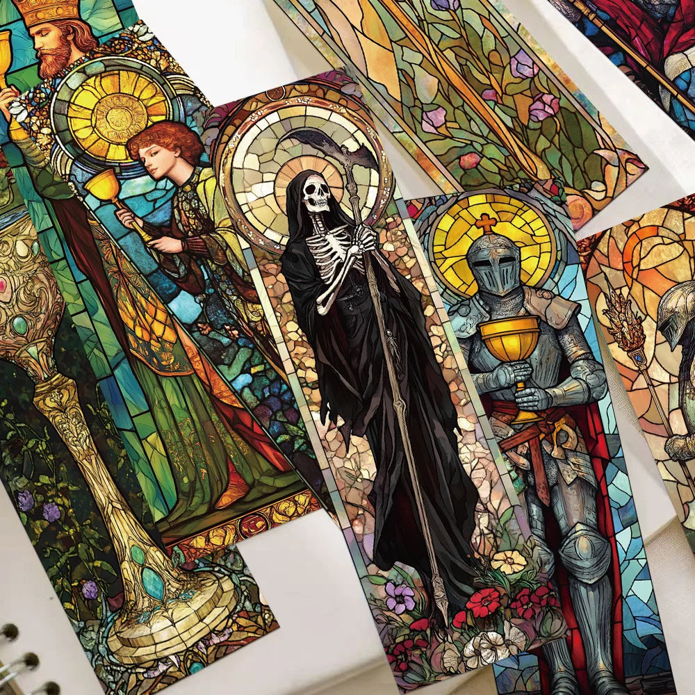 Set of 30 Stained Glass Tarot Bookmarks – Perfect for Students, Crafts & Page Marking