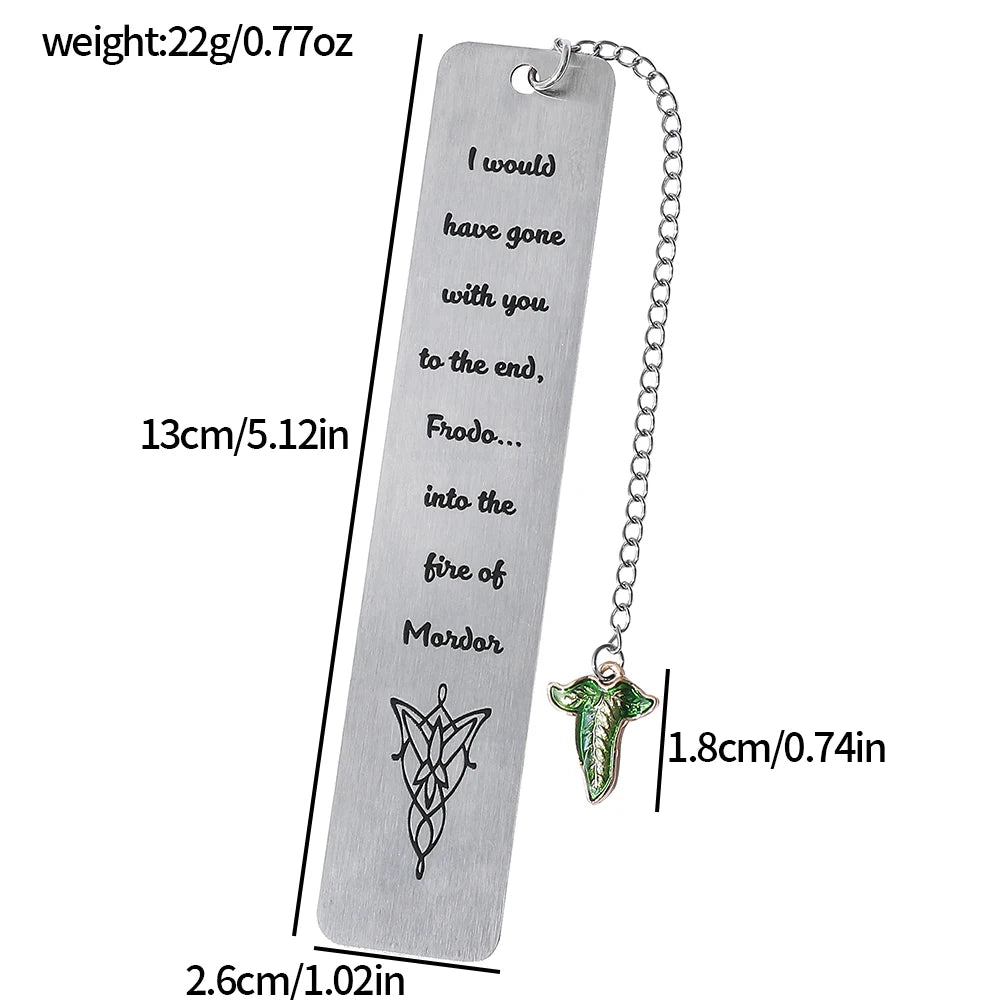 Lord of the Rings-Inspired Metal Bookmark with Ring Charm – Literary Gift for Fantasy Lovers
