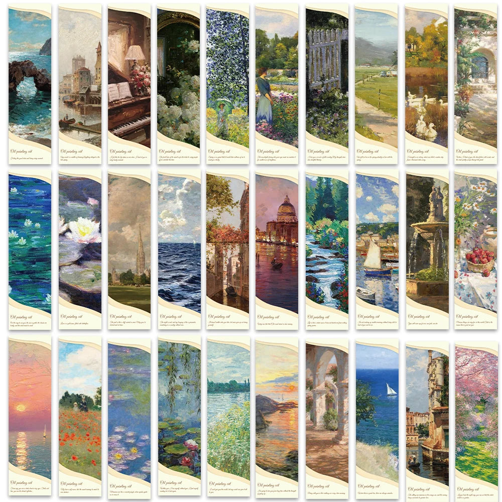 Set of 30 Impressionist Art Bookmarks – Vintage Oil Painting Designs for Book Lovers