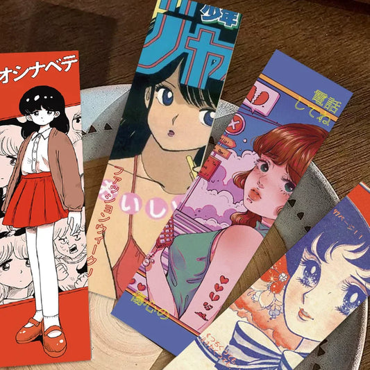 Set of 30 Japanese Vintage Anime Bookmarks – 80s Retro Style Paper Page Markers for Books & Readers