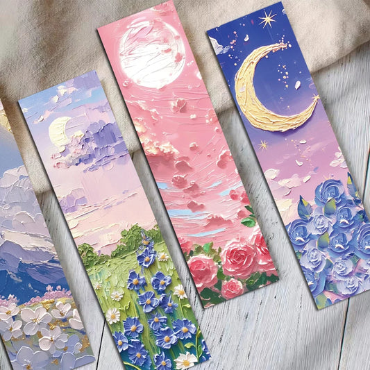 Set of 30 or 60 Oil Painting Style Bookmarks – Dreamy Landscape Art for Book Lovers