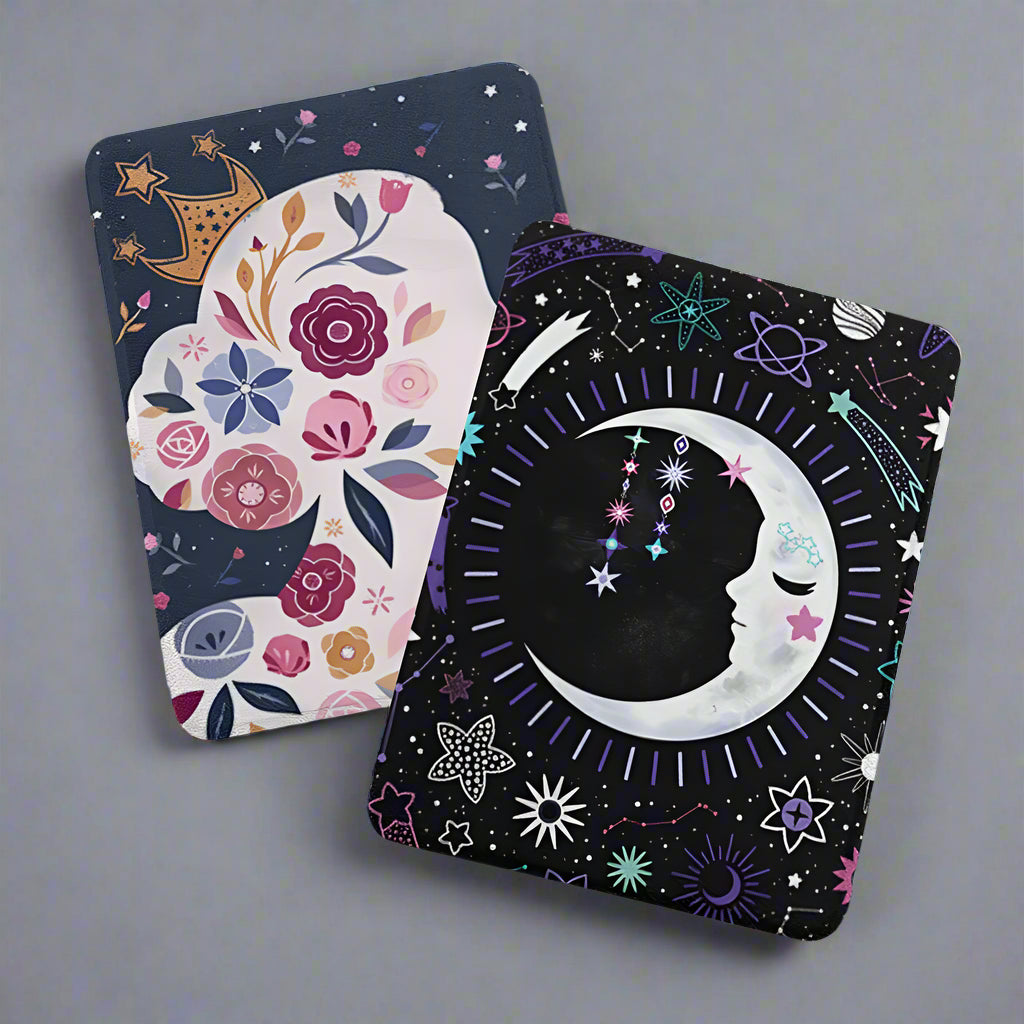 Celestial Moon & Floral Majesty Kindle Case – Fits Kindle Paperwhite (12th, 11th, 10th Gen) and Kindle Basic (11th Gen) – Faux Leather