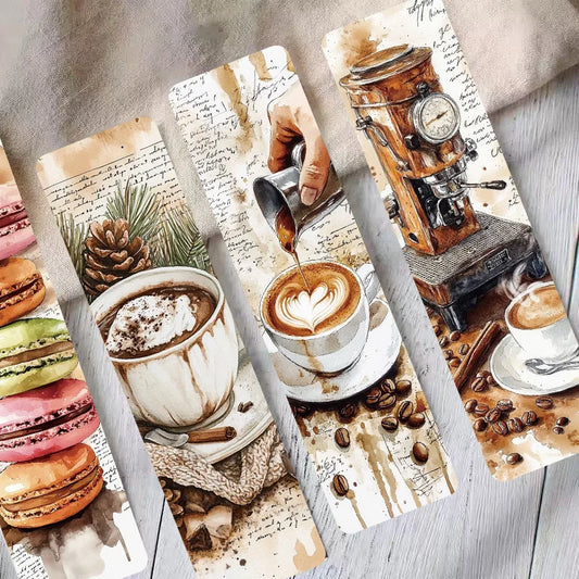 Set of 30 Coffee & Dessert Aesthetic Bookmarks – Afternoon Tea-Inspired Page Markers for Reading & Study