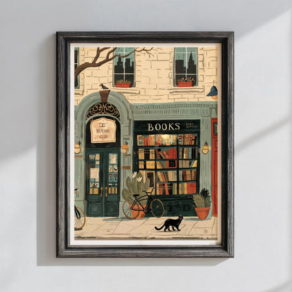 Cosy Bookshop Art Print (No Frame) – Bookstore Wall Decor for Book Lovers & Readers