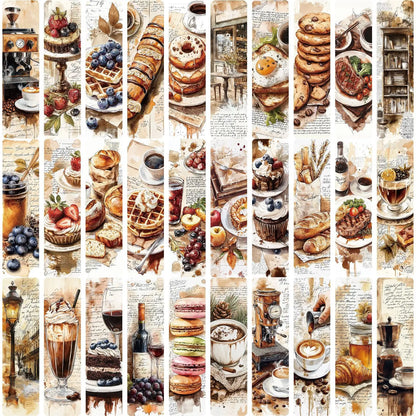 Set of 30 Coffee & Dessert Aesthetic Bookmarks – Afternoon Tea-Inspired Page Markers for Reading & Study