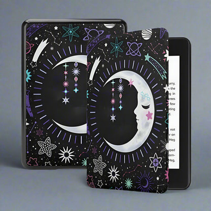 Celestial Moon & Floral Majesty Kindle Case – Fits Kindle Paperwhite (12th, 11th, 10th Gen) and Kindle Basic (11th Gen) – Faux Leather