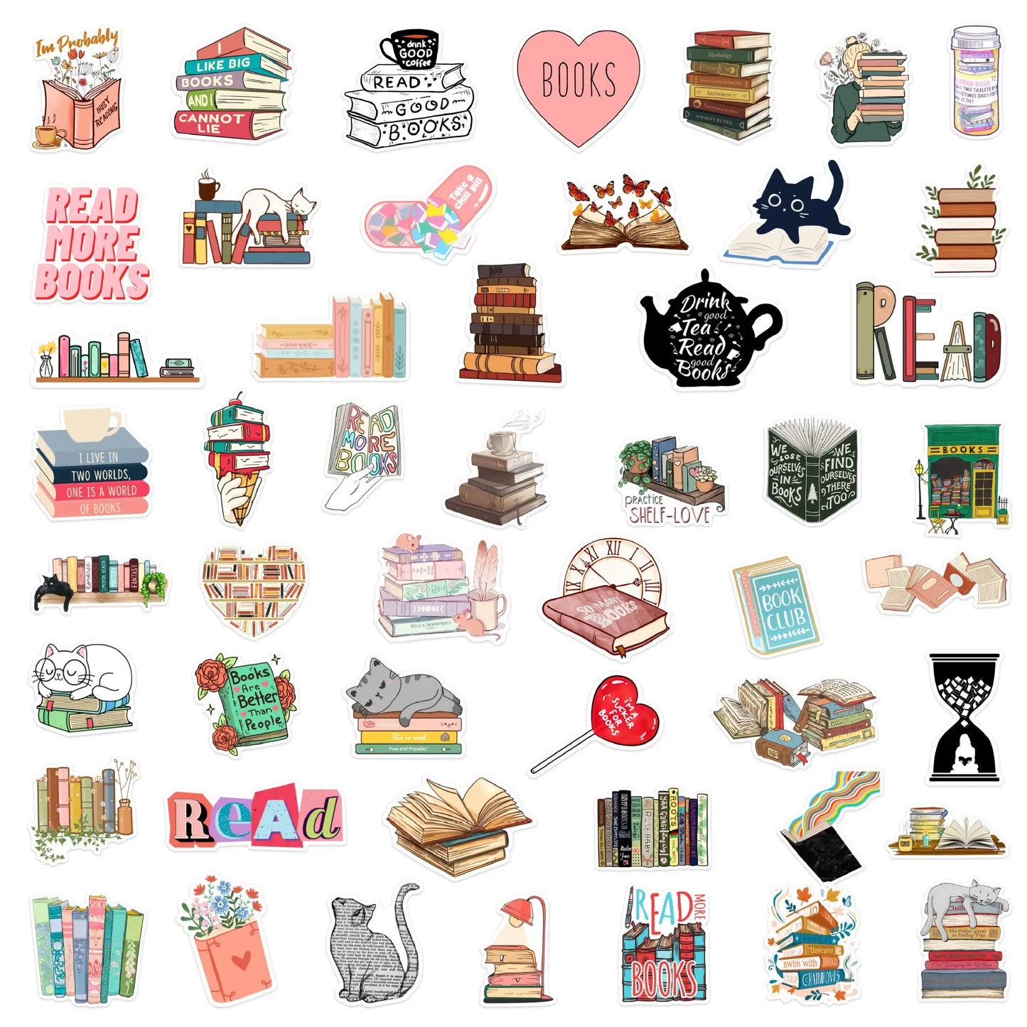 10/50/100pcs Bookish Stickers – Cute & Aesthetic Reader Decals (Includes Smut, Dark Romance & More)