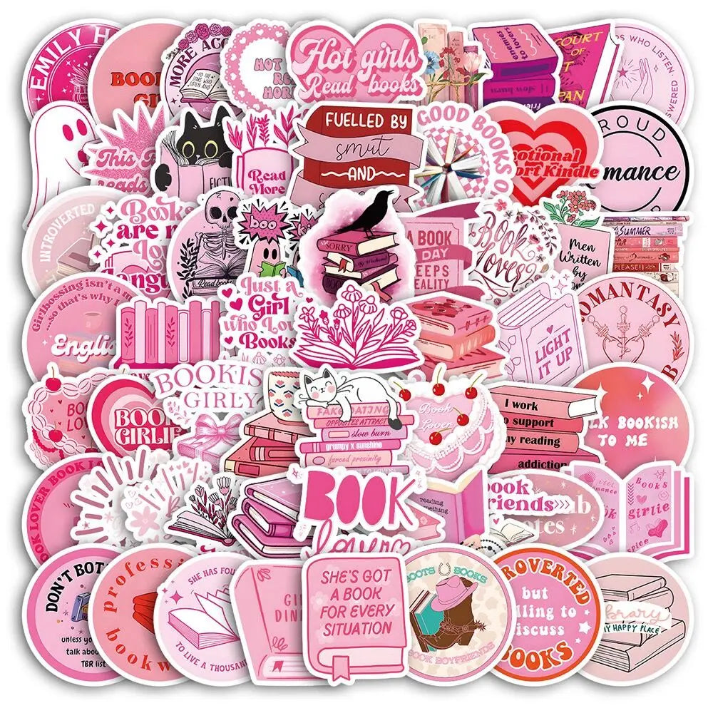 10/50/100pcs Bookish Stickers – Cute & Aesthetic Reader Decals (Includes Smut, Dark Romance & More)