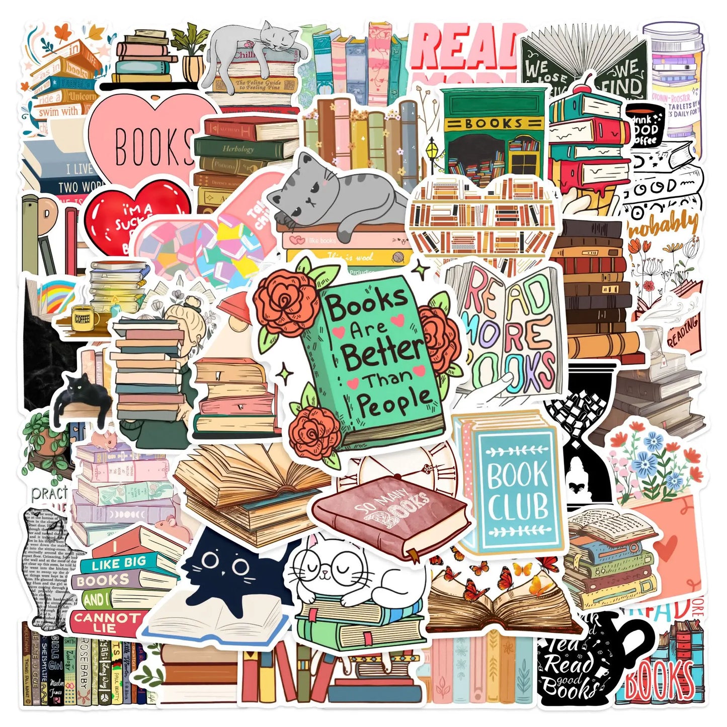 10/50/100pcs Bookish Stickers – Cute & Aesthetic Reader Decals (Includes Smut, Dark Romance & More)
