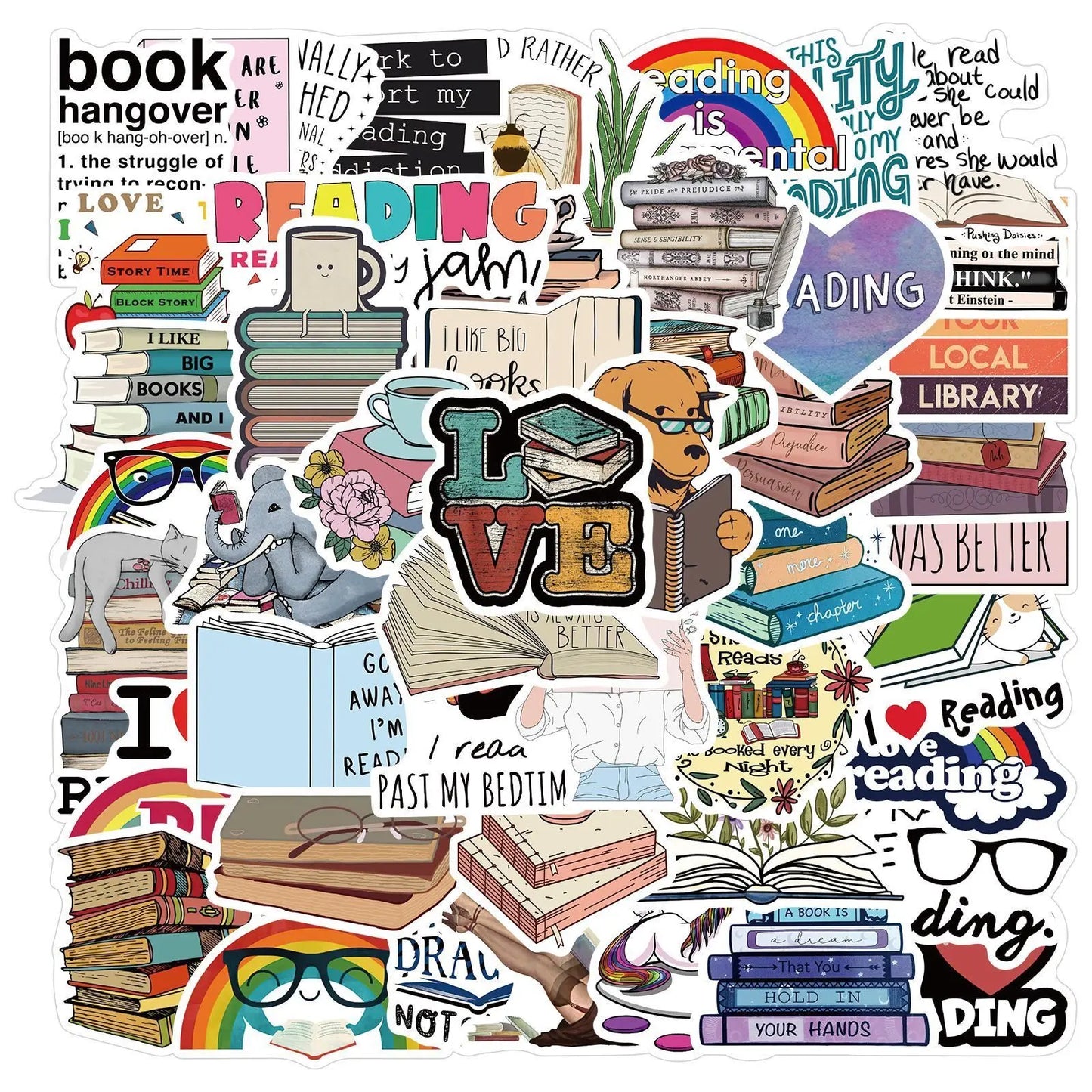 10/50/100pcs Bookish Stickers – Cute & Aesthetic Reader Decals (Includes Smut, Dark Romance & More)