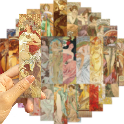 Set of 30 Art Nouveau Bookmarks – Alphonse Mucha Inspired Vintage Art Collection