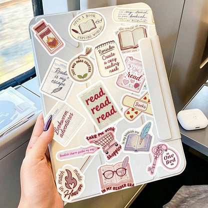 50pcs Literary Daydream Stickers – Cute Reading-Inspired Vinyl Decals for Laptops, Journals & Scrapbooks