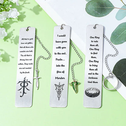 Lord of the Rings-Inspired Metal Bookmark with Ring Charm – Literary Gift for Fantasy Lovers