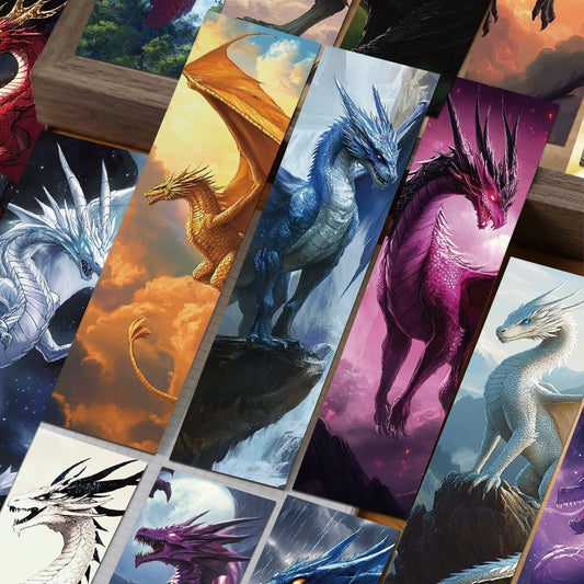 Set of 30 Fantasy-Themed Dragon Bookmarks – Unique and Aesthetic Bookmarks for Readers