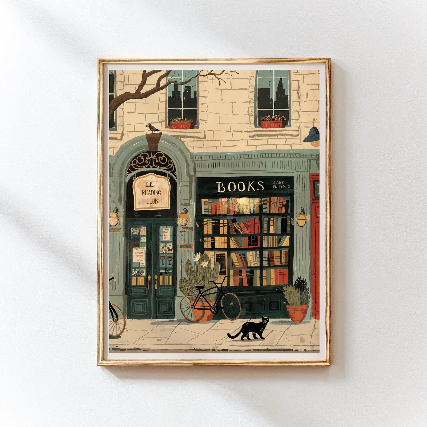 Cosy Bookshop Art Print (No Frame) – Bookstore Wall Decor for Book Lovers & Readers