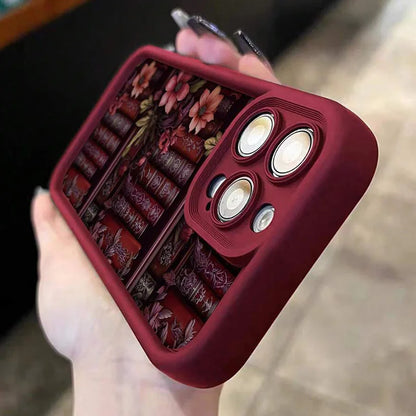 Floral Bookshelf iPhone Case – Shockproof Cover for iPhone 11-17 Pro Max