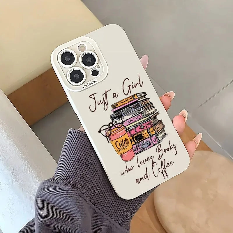 “Just a Girl Who Loves Books & Coffee” iPhone Case – Compatible with iPhone 7 to 17 Series