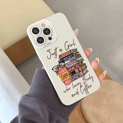 “Just a Girl Who Loves Books & Coffee” iPhone Case – Compatible with iPhone 7 to 17 Series