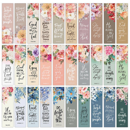 Set of 30 Floral Bible Verse Bookmarks – Inspirational Christian Gift for Readers & Bible Study
