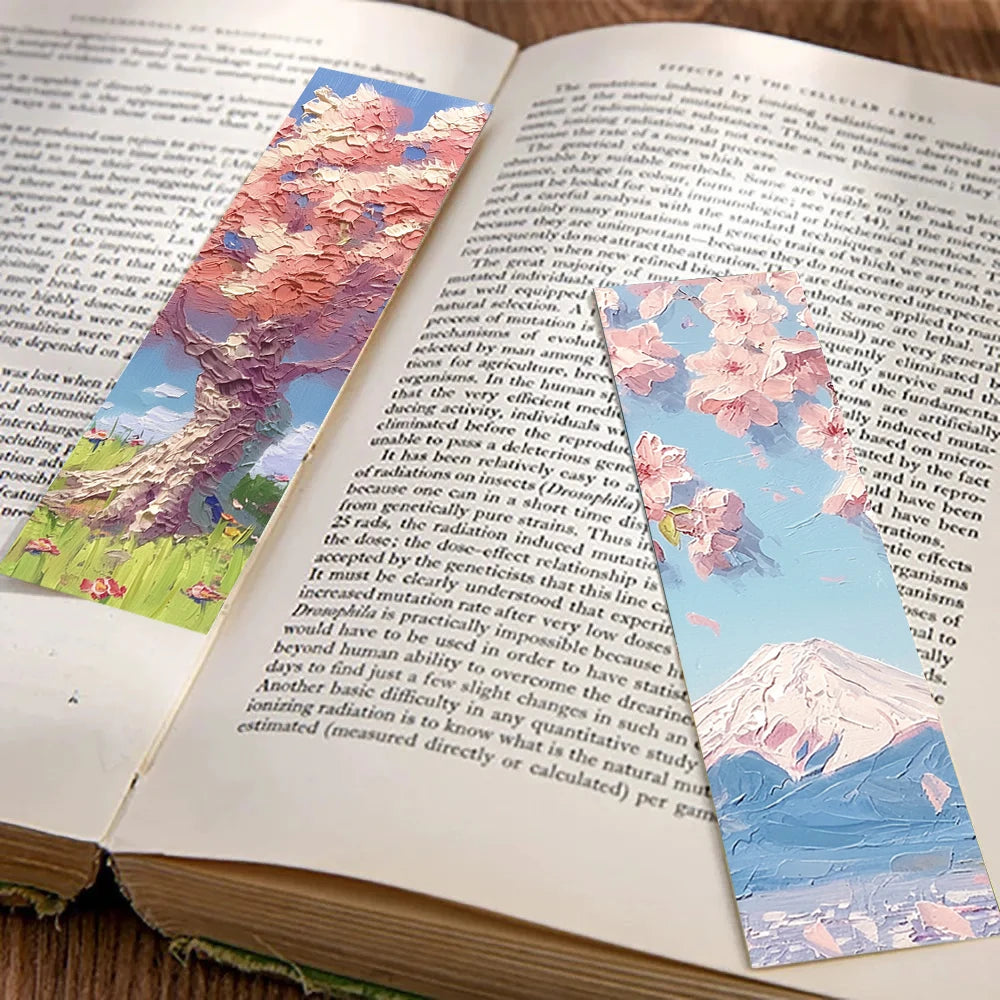 Set of 30 or 60 Oil Painting Style Bookmarks – Dreamy Landscape Art for Book Lovers