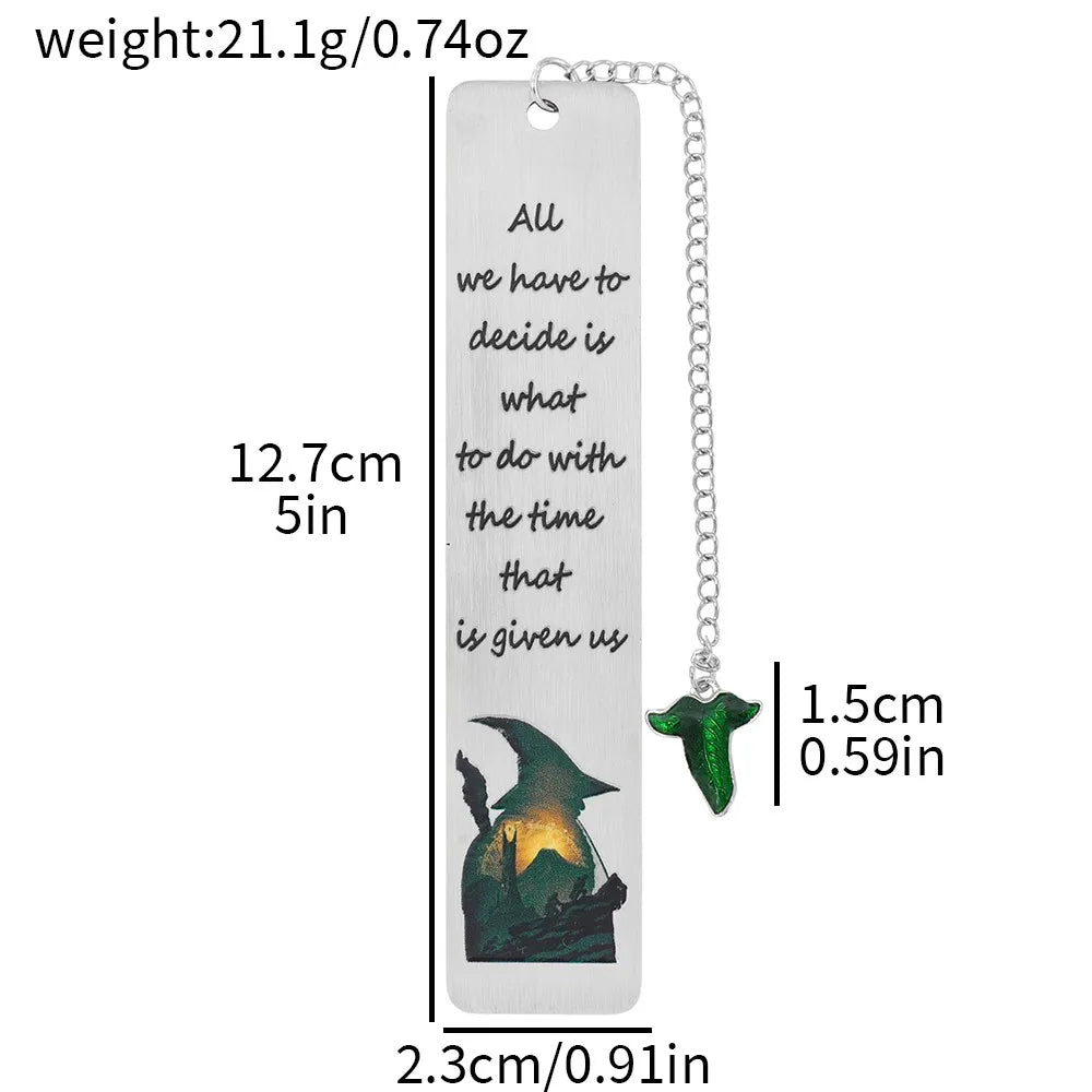 Lord of the Rings-Inspired Metal Bookmark with Ring Charm – Literary Gift for Fantasy Lovers