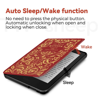 Jane Austen-Inspired Kobo Clara Case – 6-Inch Magnetic TPU Cover with Auto Wake/Sleep (Pride & Prejudice, Sense & Sensibility, Emma & More)
