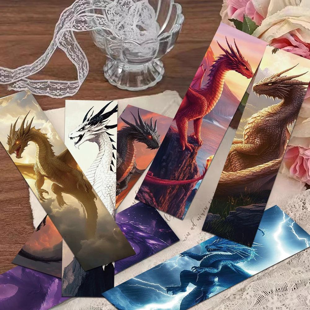 Set of 30 Fantasy-Themed Dragon Bookmarks – Unique and Aesthetic Bookmarks for Readers