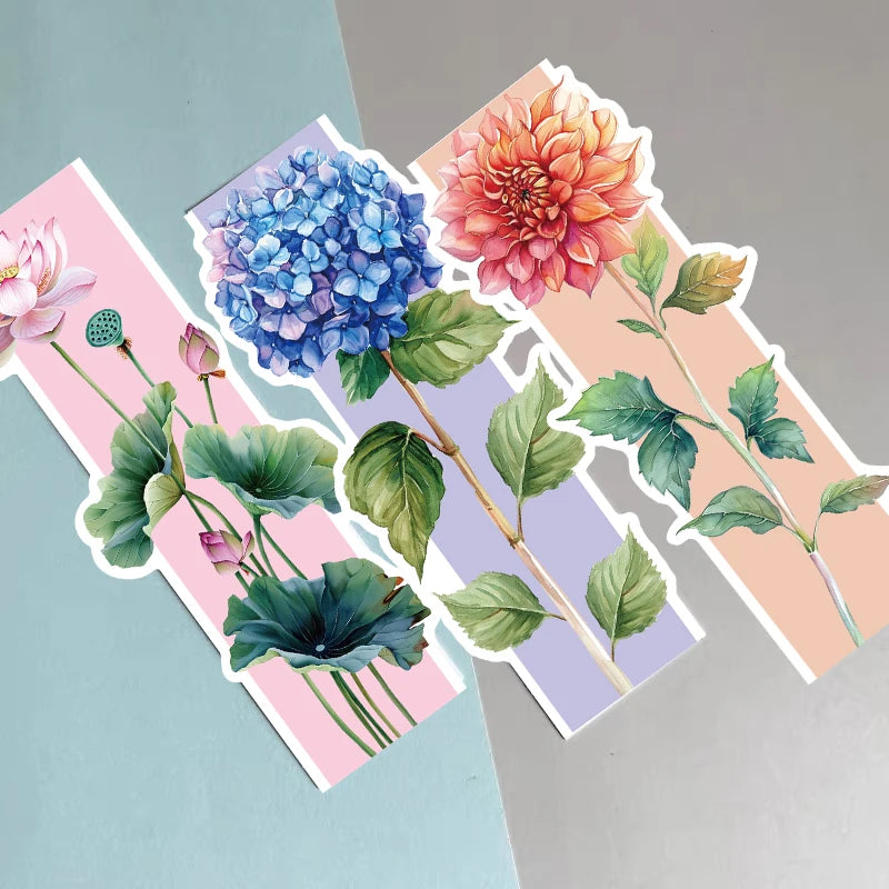 Set of 30 Watercolour Flower Bookmarks – Floral Page Markers for Readers & Students