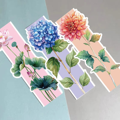 Set of 30 Watercolour Flower Bookmarks – Floral Page Markers for Readers & Students