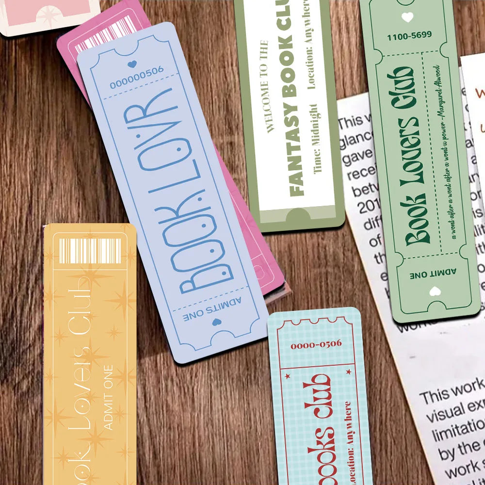 Set of 30 Literary Ticket Bookmarks – Aesthetic Page Markers for Readers