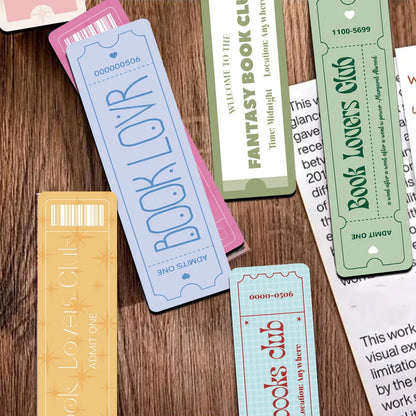 Set of 30 Literary Ticket Bookmarks – Aesthetic Page Markers for Readers