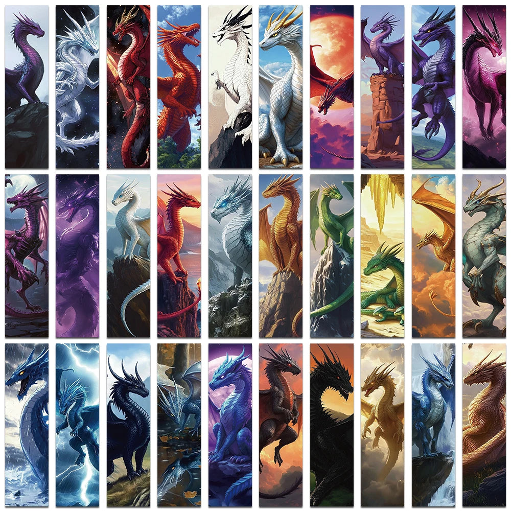 Set of 30 Fantasy-Themed Dragon Bookmarks – Unique and Aesthetic Bookmarks for Readers