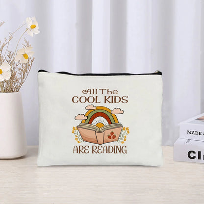 Book Lovers Canvas Pouch – Cute Organiser, Pencil Case & Makeup Bag