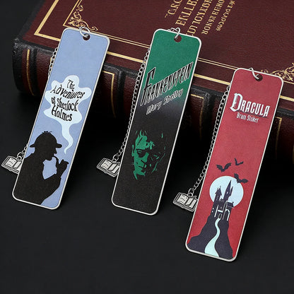 'Sherlock Holmes', 'Frankenstein' & 'Dracula' Metal Bookmarks – Gothic Mystery Novel Bookmarks for Book Lovers & Readers