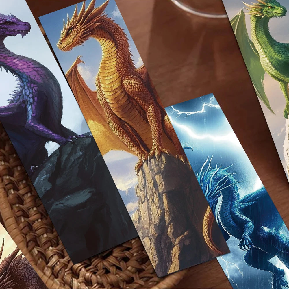 Set of 30 Fantasy-Themed Dragon Bookmarks – Unique and Aesthetic Bookmarks for Readers