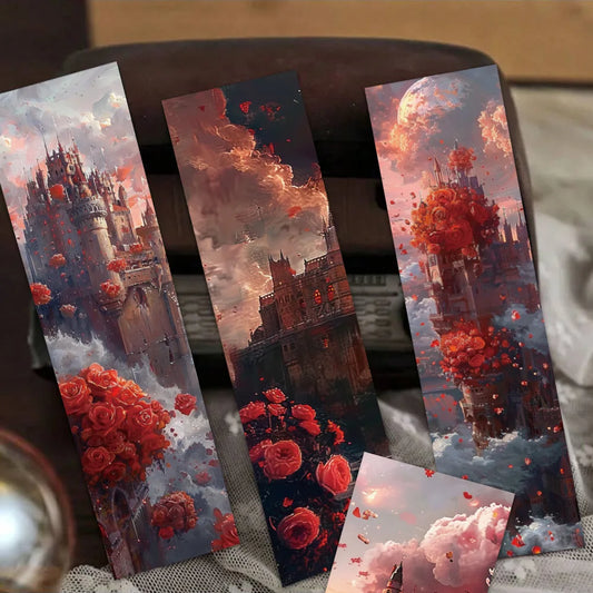 Set of 30 Fantasy Rose Castle Bookmarks – Aesthetic Page Markers for Readers, Students & Book Clubs