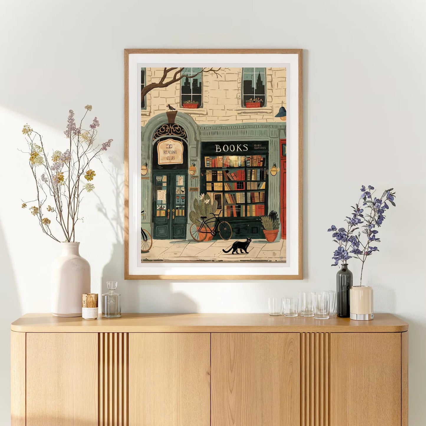 Cosy Bookshop Art Print (No Frame) – Bookstore Wall Decor for Book Lovers & Readers