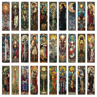 Set of 30 Stained Glass Tarot Bookmarks – Perfect for Students, Crafts & Page Marking