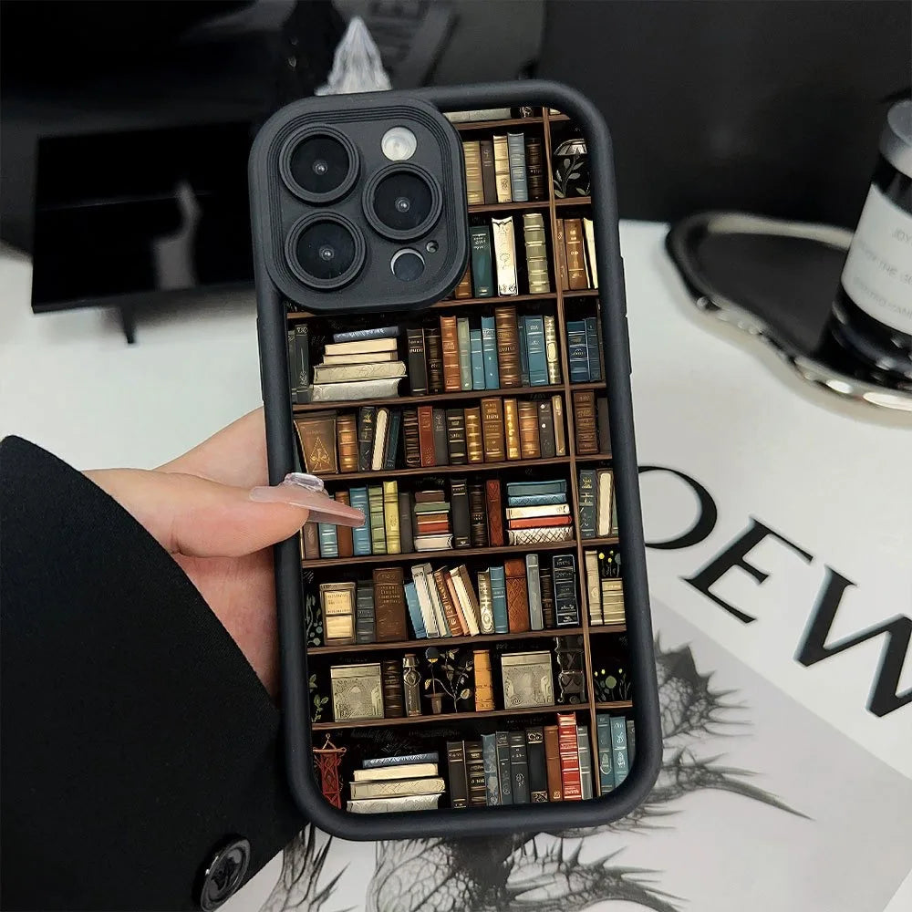 Bookshelf Pattern Soft Shockproof Case – Compatible with Google Pixel 7–9 Series