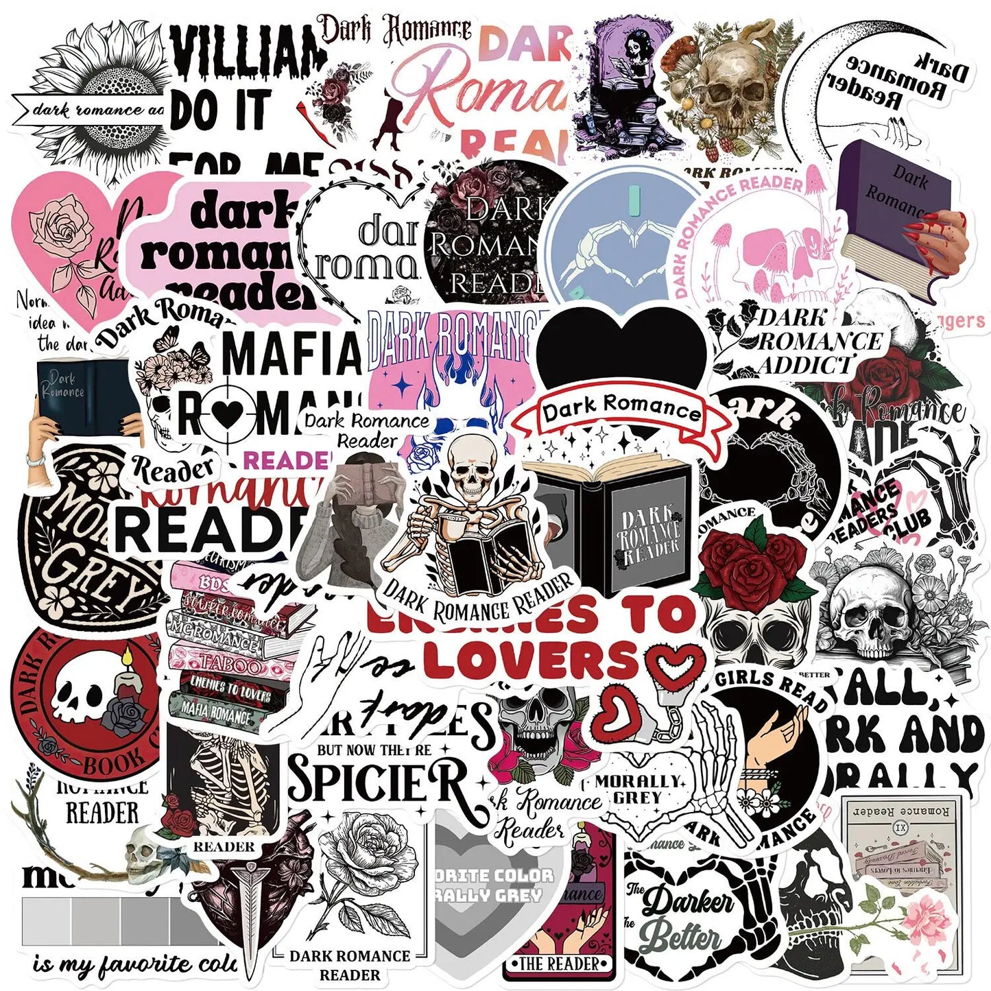 10/50/100pcs Bookish Stickers – Cute & Aesthetic Reader Decals (Includes Smut, Dark Romance & More)