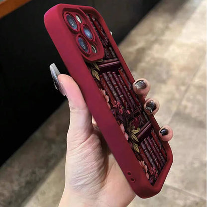 Floral Bookshelf iPhone Case – Shockproof Cover for iPhone 11-17 Pro Max
