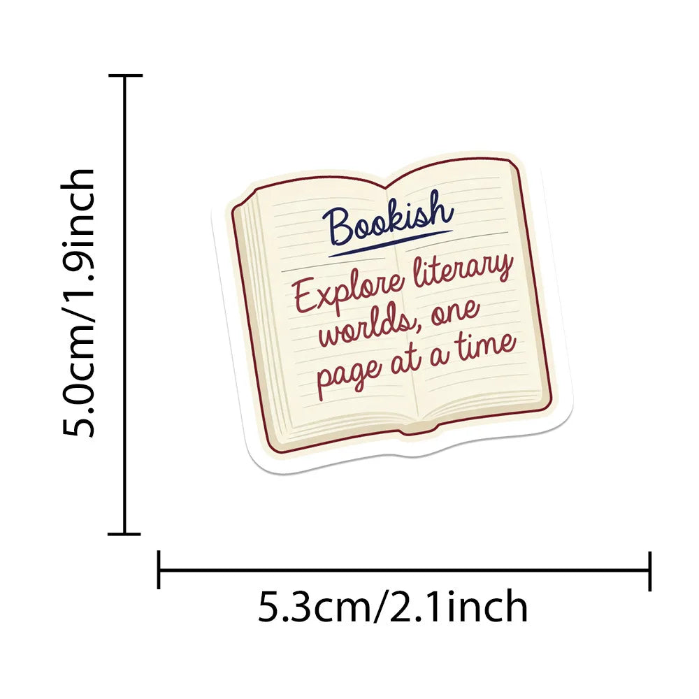 50pcs Literary Daydream Stickers – Cute Reading-Inspired Vinyl Decals for Laptops, Journals & Scrapbooks