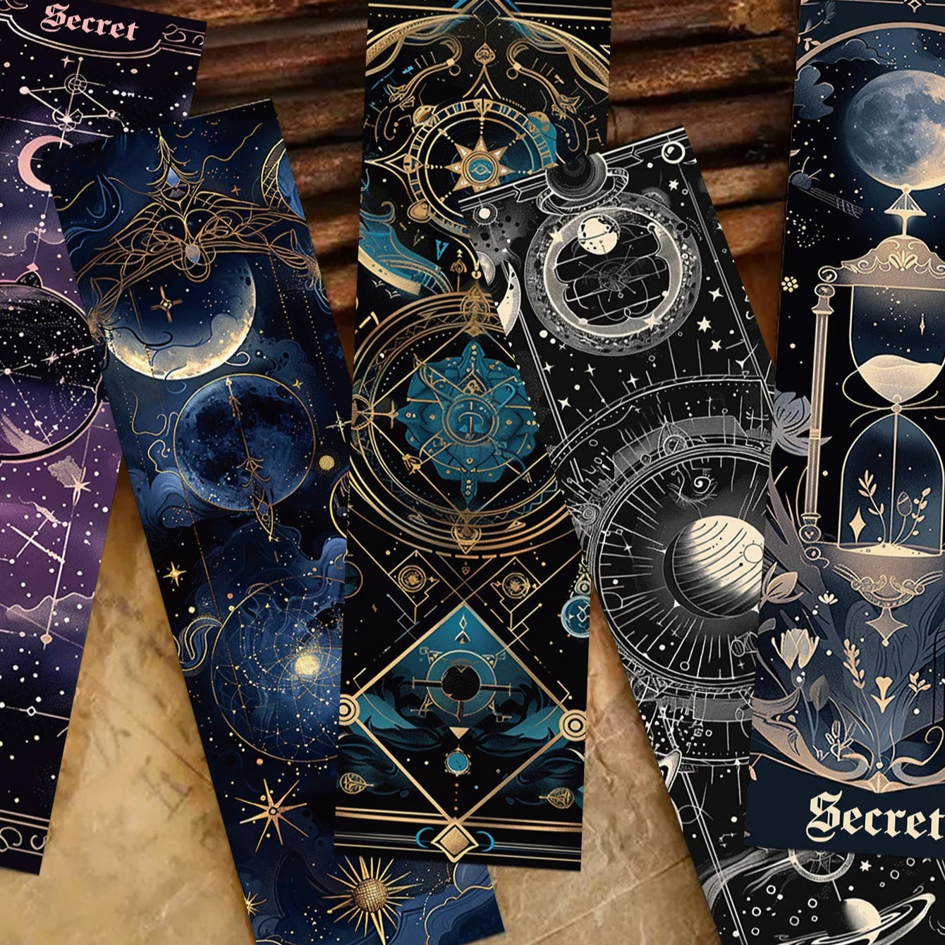 Set of 30 Cosmic Baroque Bookmarks – Celestial Designs for Annotating Books, Journals & Notebooks
