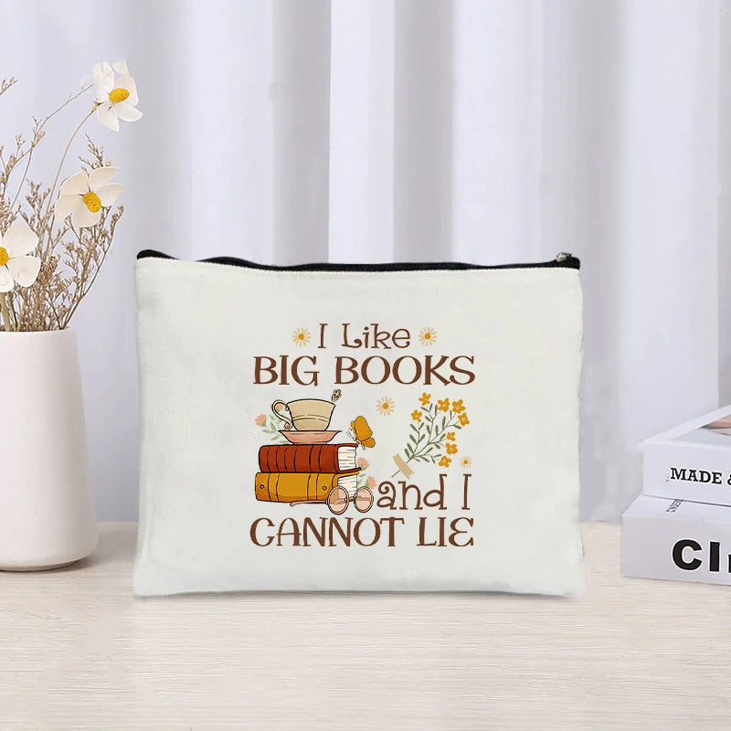 Book Lovers Canvas Pouch – Cute Organiser, Pencil Case & Makeup Bag