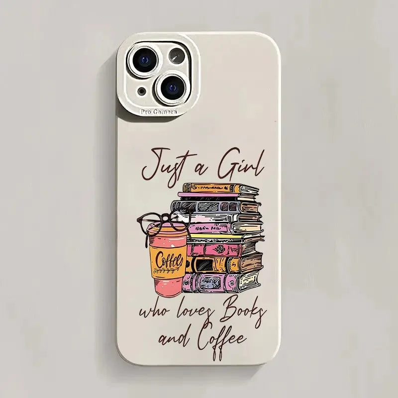 “Just a Girl Who Loves Books & Coffee” iPhone Case – Compatible with iPhone 7 to 17 Series