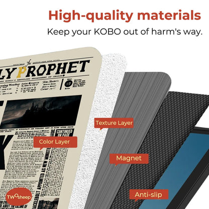 Harry Potter Themed ("The Daily Prophet") Flip Protective Case for Kobo Clara (Colour, BW, & 2E)