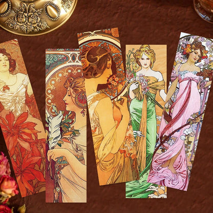 Set of 30 Art Nouveau Bookmarks – Alphonse Mucha Inspired Vintage Art Collection
