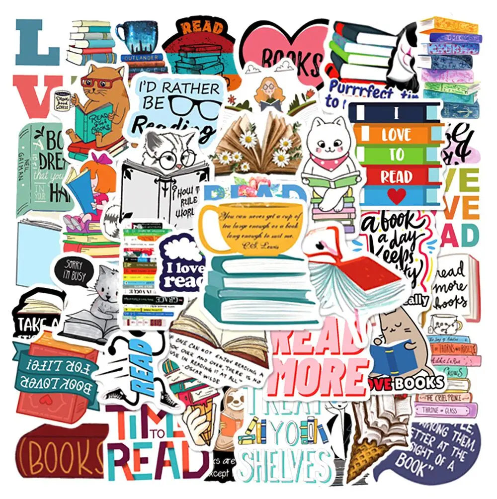 10/50/100pcs Bookish Stickers – Cute & Aesthetic Reader Decals (Includes Smut, Dark Romance & More)